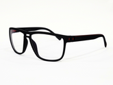 Unisex Rectangular Full-Rim Eyeglass Frame – Black with Red Accents